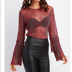 Ruffle Sparkle Long Sleeve Top